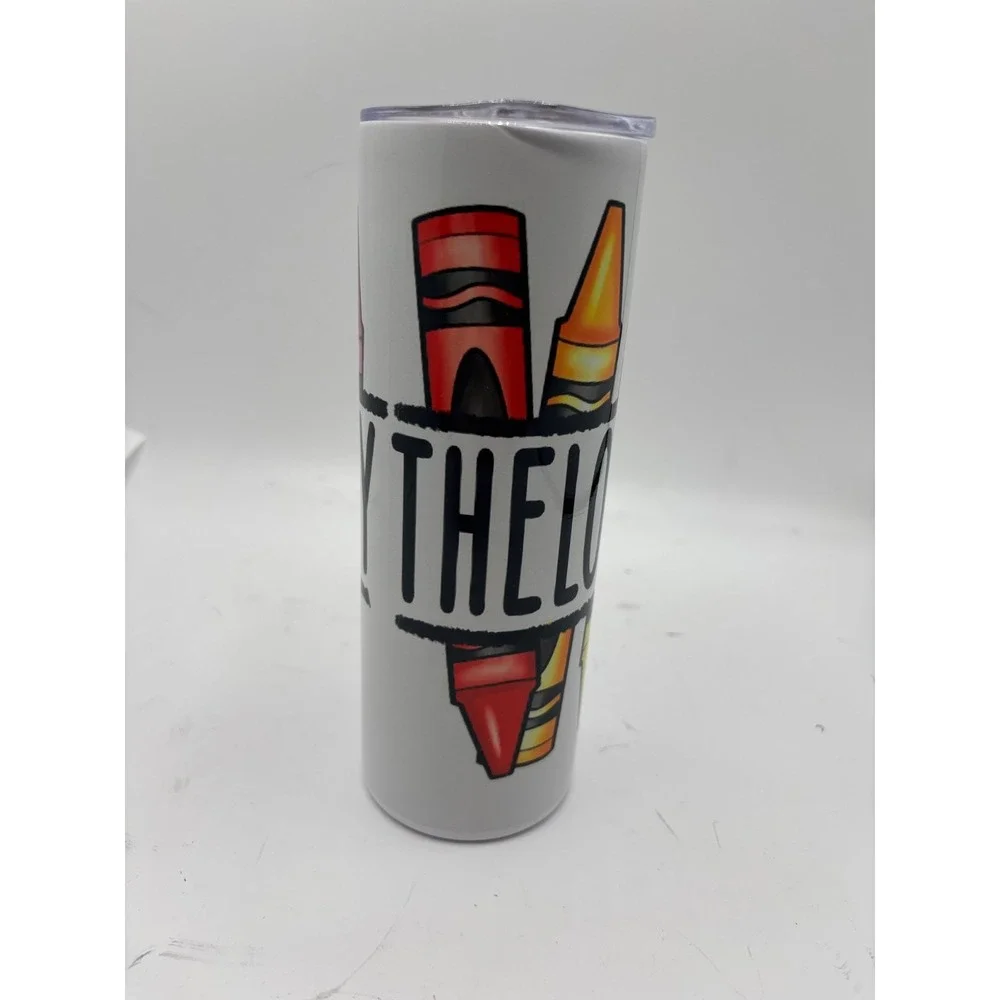 ZONEGRACE 20 oz Skinny Stainless Steel Tumbler Colorful Crayon Teacher Pharmacy